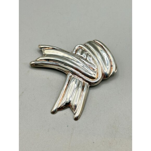 Sterling Silver 925 Ribbon Pin Brooch Awareness Ribbon Handcrafted Taxco Mexico - Picture 3 of 9